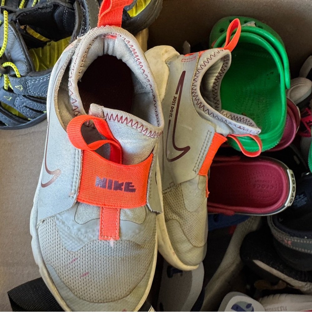 Nike Kids Gray and Orange Shoes
